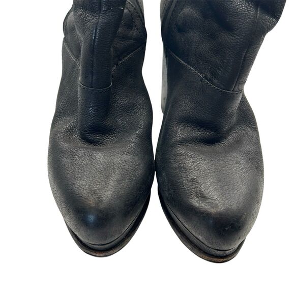 Vera Wang Black Marilyn Platform Booties Leather Chunky Boots Biker Size 8.5 M - Picture 6 of 12